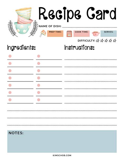 Free full page printable recipe cards, Download Free full page ...