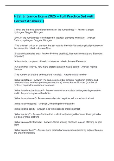 HESI Entrance Exam 2025 – Full Practice Set with Correct Answers ...