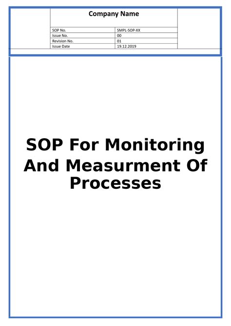 SOP For Monitoring And Measurment Of Processes – Pharmadocx Shop