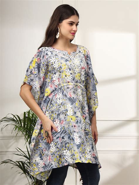 Himani Mulmul Cotton Short Kaftan – Yellow | The Chikan Label