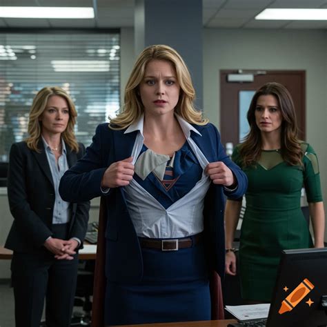 Cat Grant and Lena Luthor observe Supergirl revealing Superman symbol ...