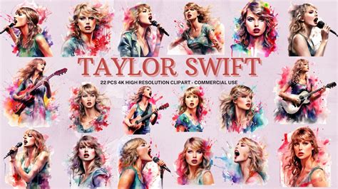 Taylor Swift PNG Collection Watercolor Taylor Swift Fan Clipart Instant ...