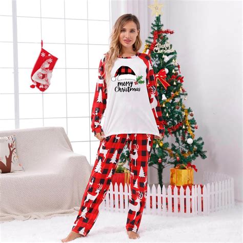 AUNVITO Women's Christmas Pajama Set Long Sleeve Snowman Print Top and ...