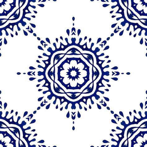 Portuguese azulejo tiles. blue and white gorgeous seamless pattern with ...