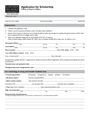 Eastern's Alumni Association Scholarship - Enmu - Fill and Sign ...