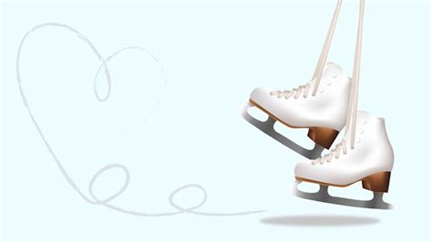 Fundo de patinação artística com coração de patins no gelo | Vetor Premium
