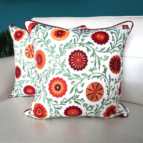 Buy TARA- Sparkling Homes Embroidered Cushion Covers 16 x 16 Set of 2 ...