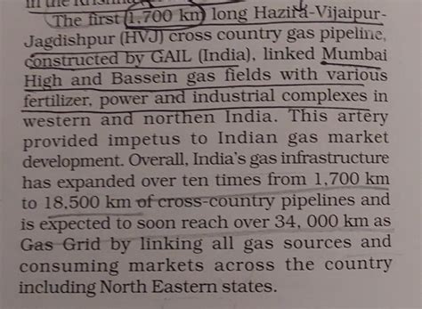 Name the gas pipeline which is known as the artery of indian gas ...