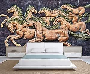 999STORE 3D Running Horses Stone Art Mural Wall Paper for Wall Large ...