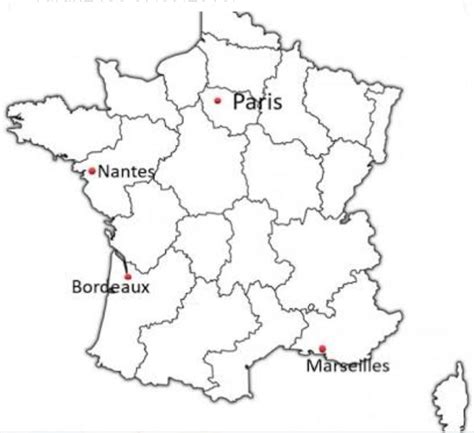 on political map of France mark Paris, Nantes, Bordeaux - Brainly.in