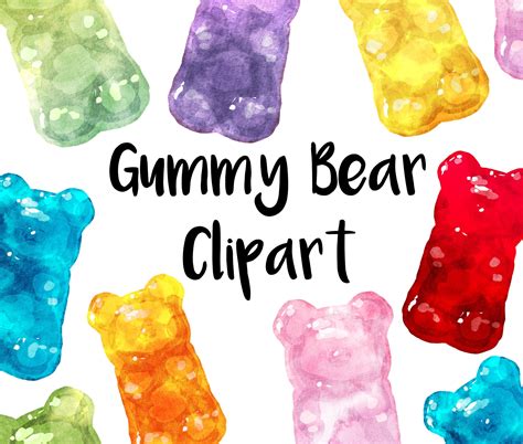 Gummy Bear Watercolor Clipart, Candy Clip Art, Instant Download ...