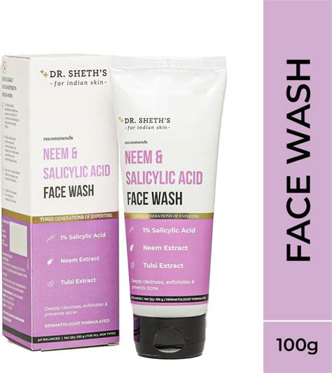 Dr. Sheth's Neem & Salicylic Acid Facewash, Deeply Cleanses, Exfoliates ...