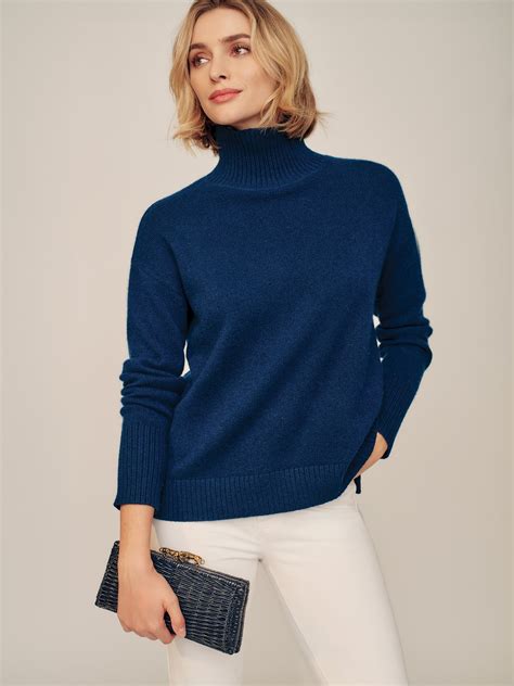 Classic_Navy Solid Dina Cashmere Turtleneck | Women's Sweaters | J ...