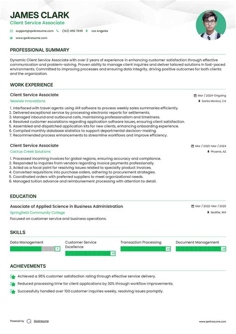 10+ Client Service Associate Resume Samples & Templates for 2025