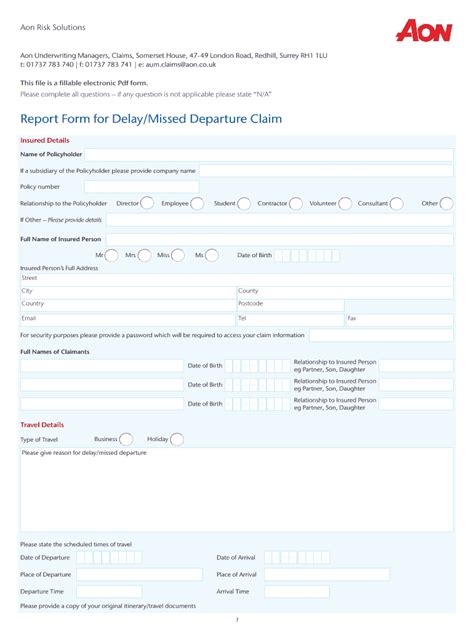 Fillable Online ccia org Report Form for DelayMissed Departure Claim ...
