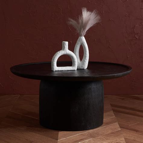 Round Wood Coffee Table - Teak and Tanned