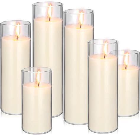 Amazon.com: MTLEE 6 Pack Pillar Candles in Glass Cylinder for Valentine ...