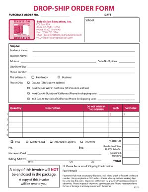 DROP-SHIP ORDER FORM - Television Education, Inc. - Fill and Sign ...