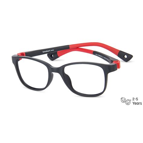 Buy Kids Glasses: Matte Black Red Full Rim Rectangle Kids 2-5 yrs ...