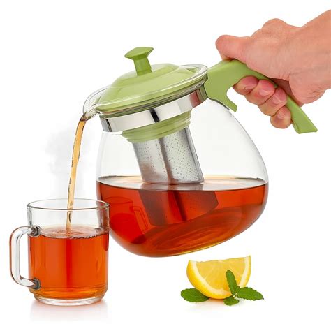 Dzbanek z zaparzaczem do herbaty z sitkiem szklany zielony 2,3 l ALTOM ...
