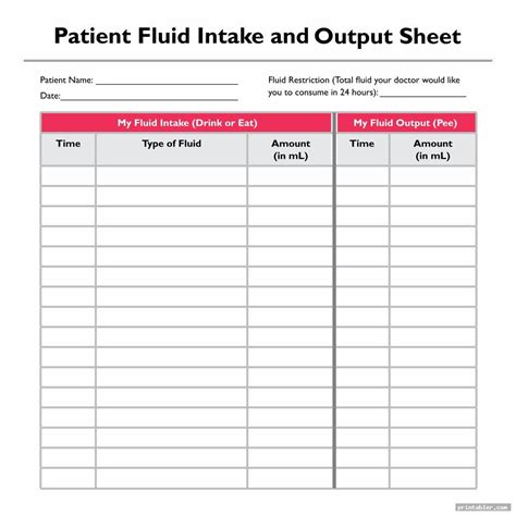 Printable Fluid Chart Template - Printable Templates