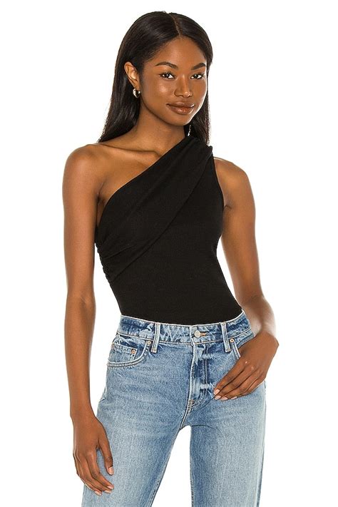 The Range Folded One Shoulder Top in Black | REVOLVE