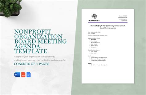Nonprofit Board Agenda Template
