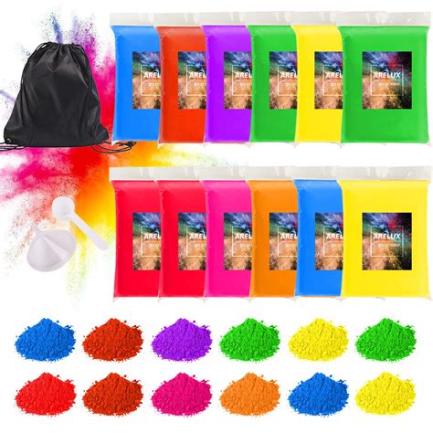 Holi Powder Color Run Powder 12 Pack 2.8oz/80g Each Natural Assorted ...