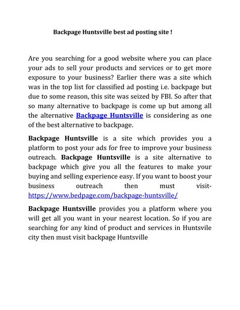 PPT - Backpage Huntsville best ad posting site ! PowerPoint ...