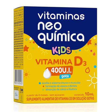 Vitamina D3 400UI Neo Química Kids Frasco 10ml: onde comprar | Droga Raia