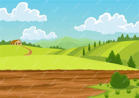 Agriculture farming landscape countryside land plowing the field on ...