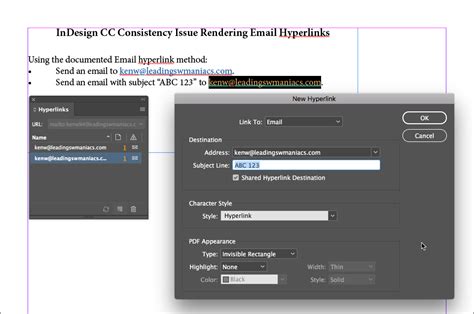 Image result for Create Hyperlink Email InDesign