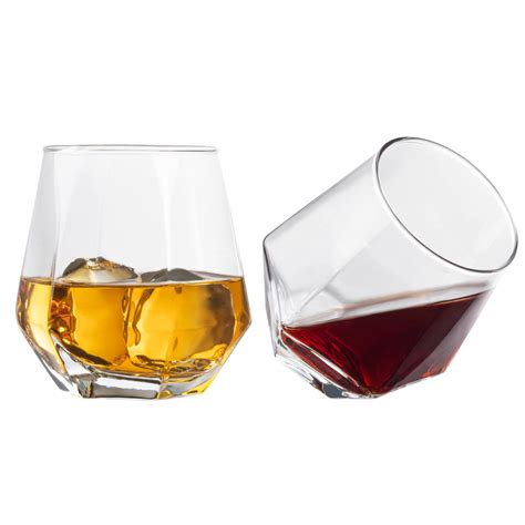 Buy Diamond Glasses - Stemless Wine Glass Set of 2 - Geometric Tilting ...