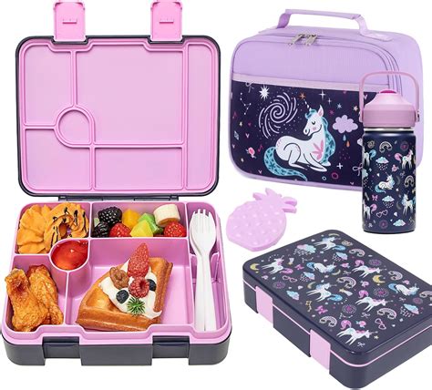 Amazon.com: Bevalsa Bento Lunch Box for Kids with Insulated Water ...