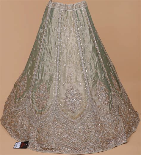 Ocean Green Barbari Hand Beaded Lehenga