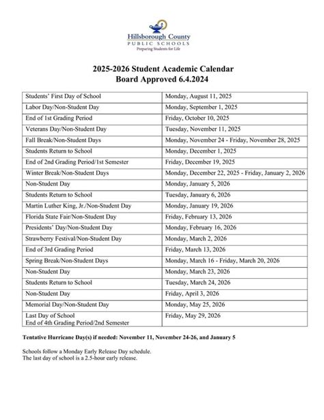 '25-'26 Student Academic Calendar | Hunter's Green Elementary School