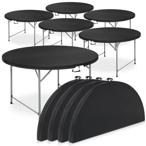 MoNiBloom Lightweight 10 Pack Round Folding Card Table, Heavy Duty for ...