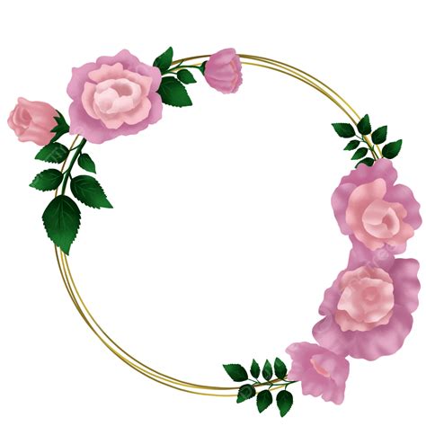 Pink Rose Border Hd Transparent, Gold Border With Beautiful Pink Rose ...