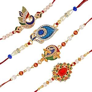 Mahi Combo of Peacok and Peacock Feather Shaped Colorful Meena Work and ...
