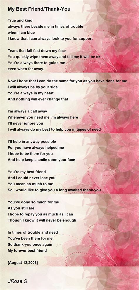 Thank You For Your Friendship Poems