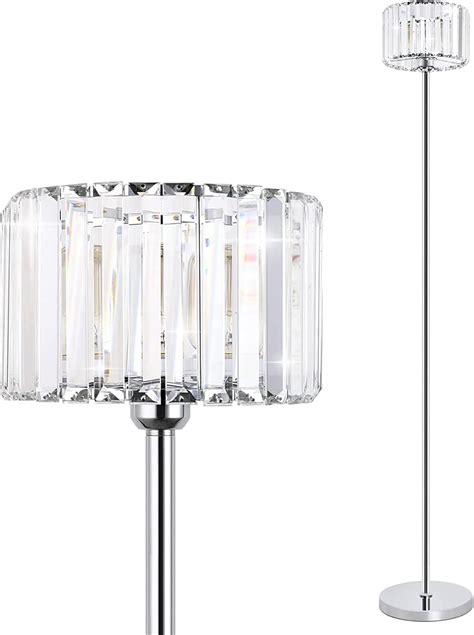 irotine Chrome Crystal Floor Lamp for Living Room, Modern Elegance ...