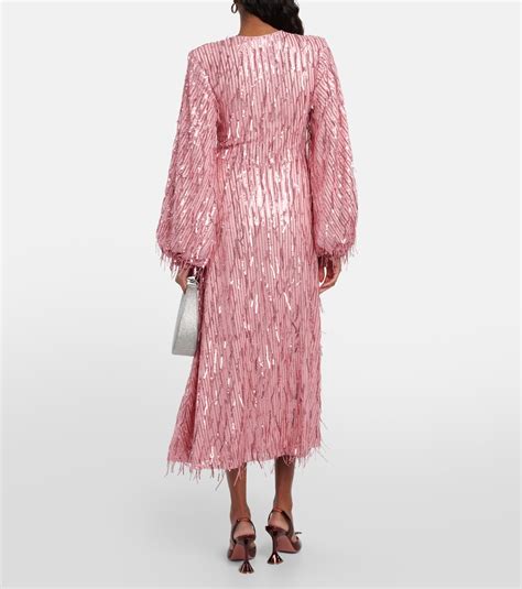 Sequined midi dress in pink - Rotate | Mytheresa
