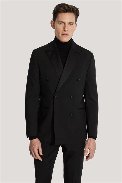 Black Double Breasted Tuxedo Suit - Super 130's Wool | Jack Victor