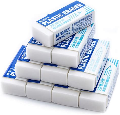 M&G 12 Pack Pencil Erasers, Small White Rubber Eraser for Kids School ...