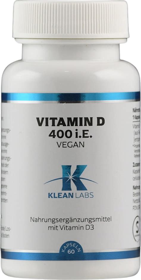Vitamin D 400 IU, vegan, 60 capsules - KLEAN LABS - VitalAbo Online Shop