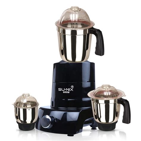 Buy Su-mix Black Color 600Watts Mixer Grinder with 3 Jar (1 Large Jar ...