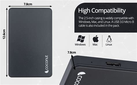 Coconut SC08 2.5inch SSD/HDD Sata Case Data Enclosure USB 3.0 - 5Gbps ...