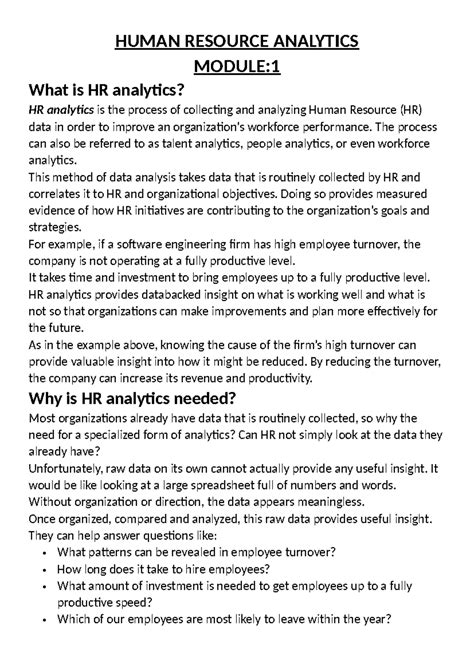 HRA - HUMAN RESOURCE ANALYTICS MODULE: What is HR analytics? HR ...