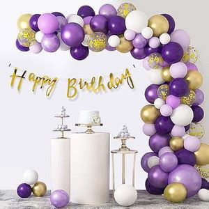 BCollectns Purple white golden birthday decoration kit Price in India ...