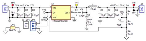 TPS562209EVM-601: 1.05V @ 2A, 4.5 ~ 17V in, Buck